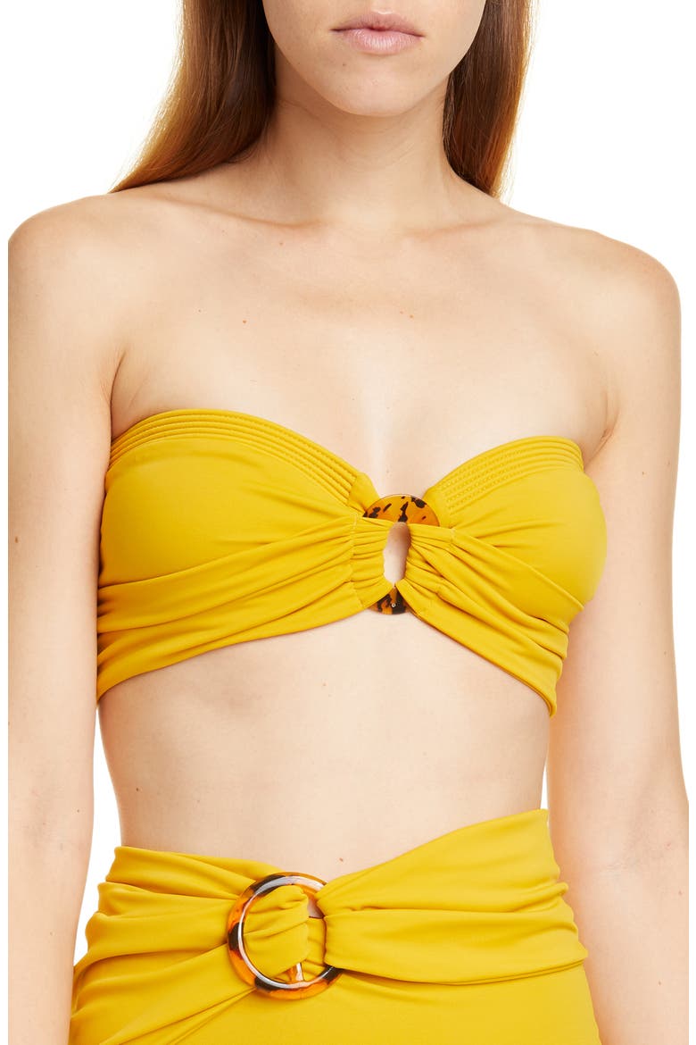 Ring Detail Bandeau Bikini Top, Main, color, MARIGOLD