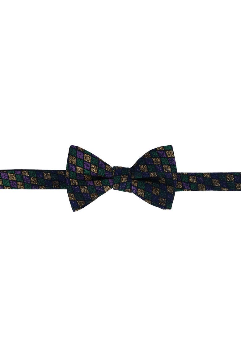 Carnival Diamond Multi-Colored Novelty Silk Bow Tie, Main, color, Green, Yellow, and Purple