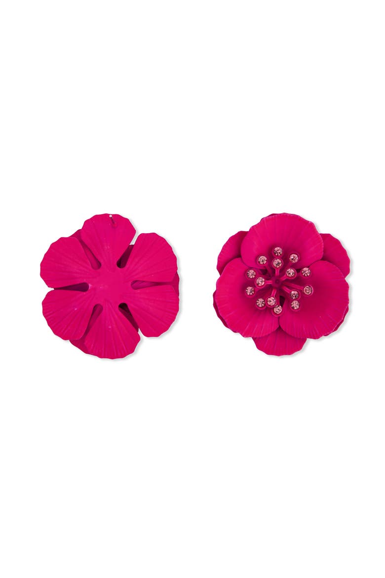 Crystal Flower Earrings, Alternate, color, PINK