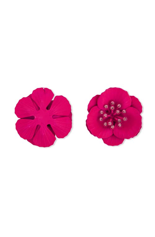 Saachi Crystal Flower Earrings In Pink