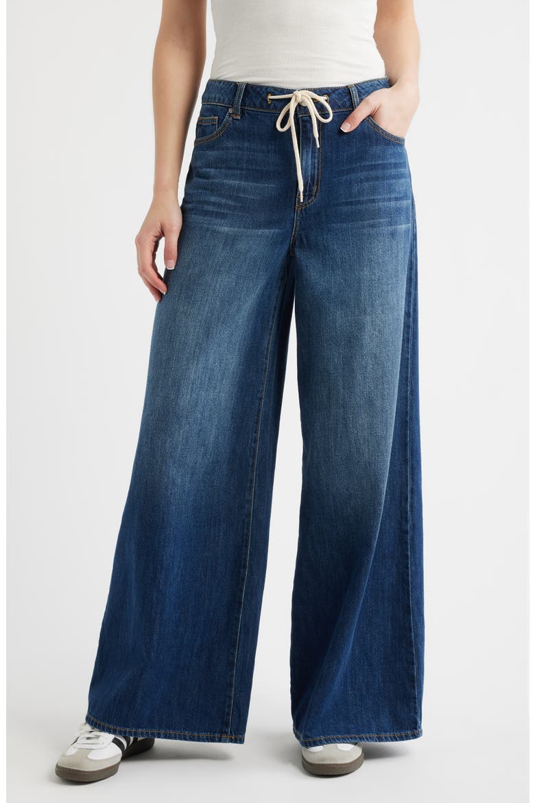 Drawstring High Waist Wide Leg Jeans, Main, color, ADELAIDE