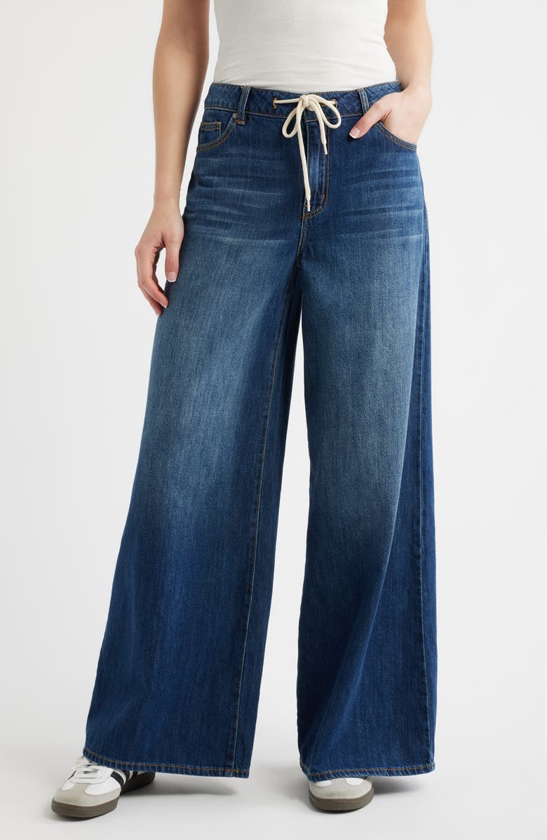 1822 Denim Drawstring High Waist Wide Leg Jeans, Main, color, Adelaide