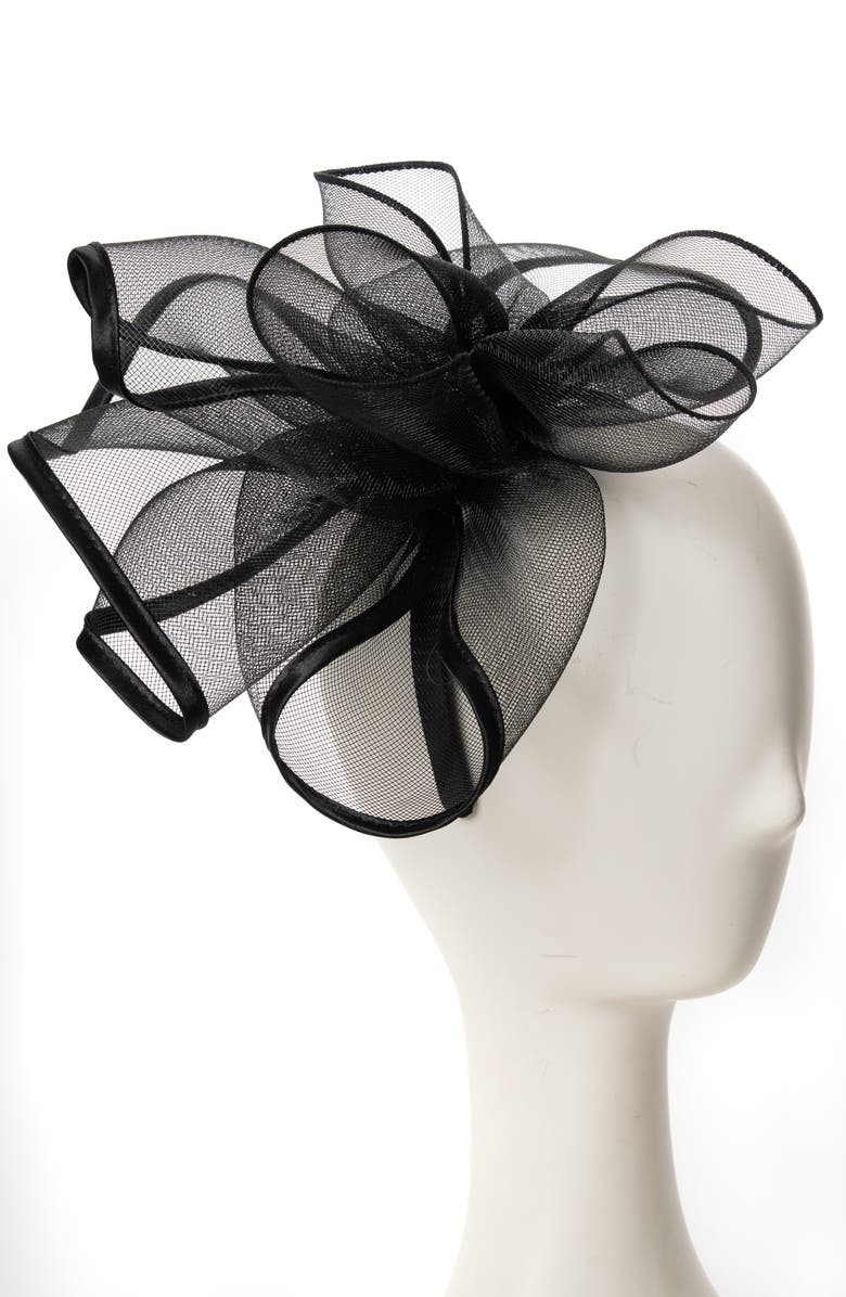 Collection XIIX Crinoline Rosette Fascinator, Alternate, color, Black