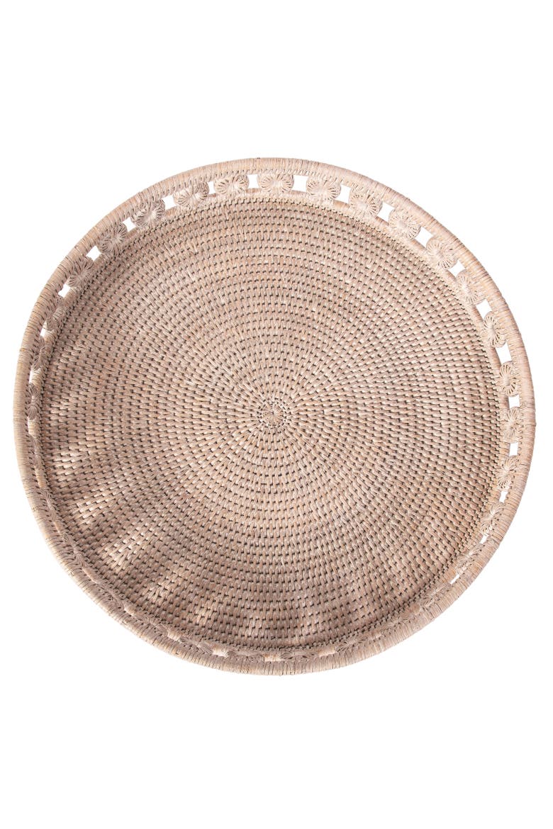 Artifacts Rattan Inna Design Round Tray, Alternate, color, White Wash