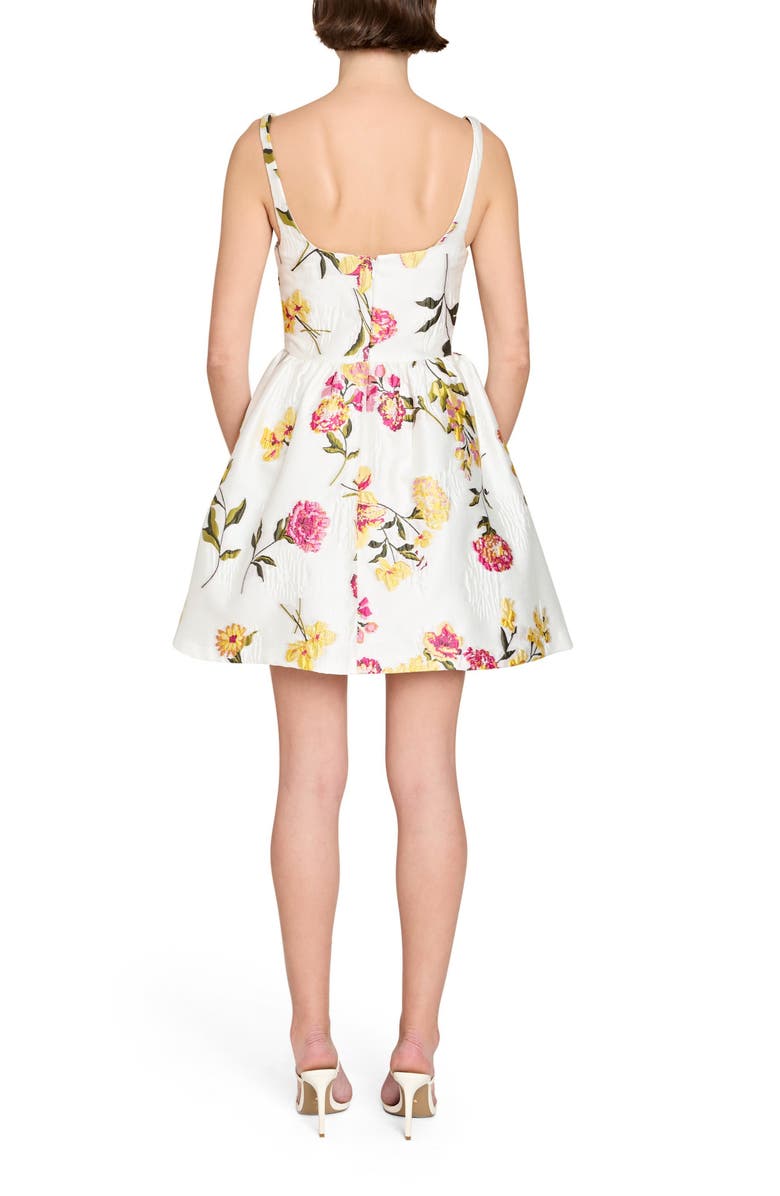 Amanda Uprichard Mabel Floral Print Fit & Flare Minidress, Alternate, color, White / Multi