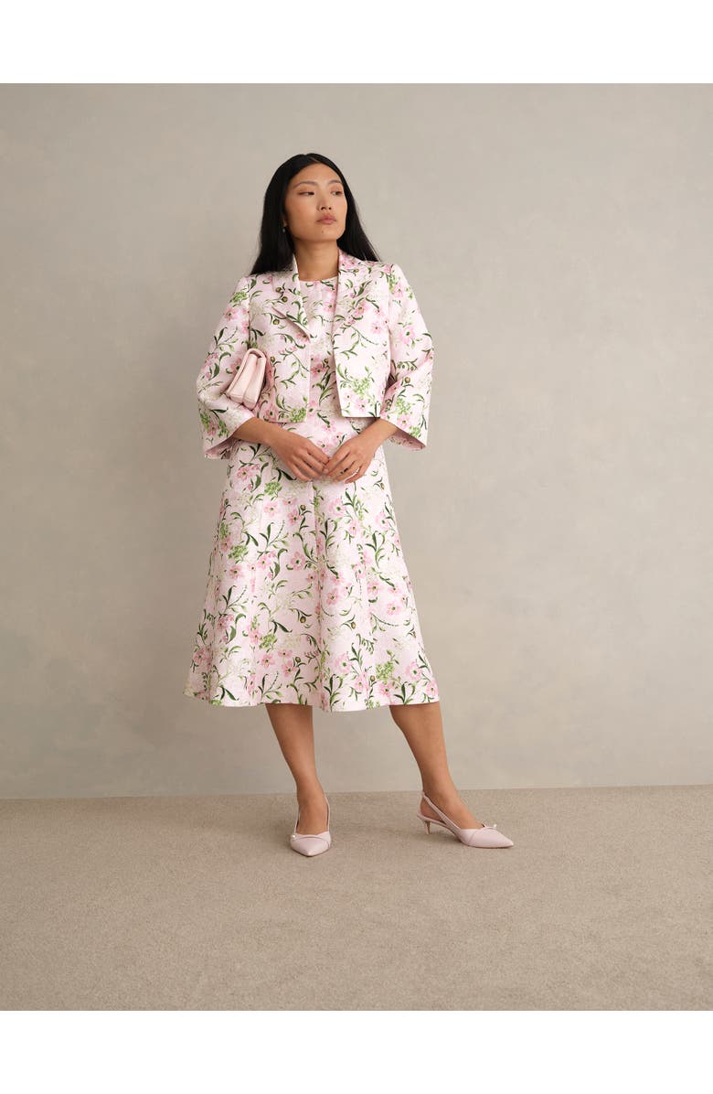 HOBBS LONDON Lana Midi Dress, Alternate, color, Pale Pink Multi