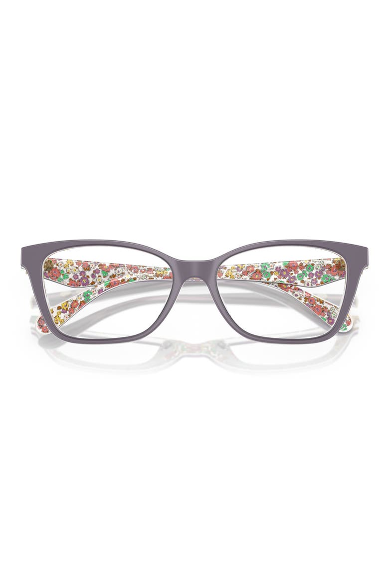 52mm Cat Eye Optical Glasses, Alternate, color, VIOLET / FLORAL / DEMO LENS