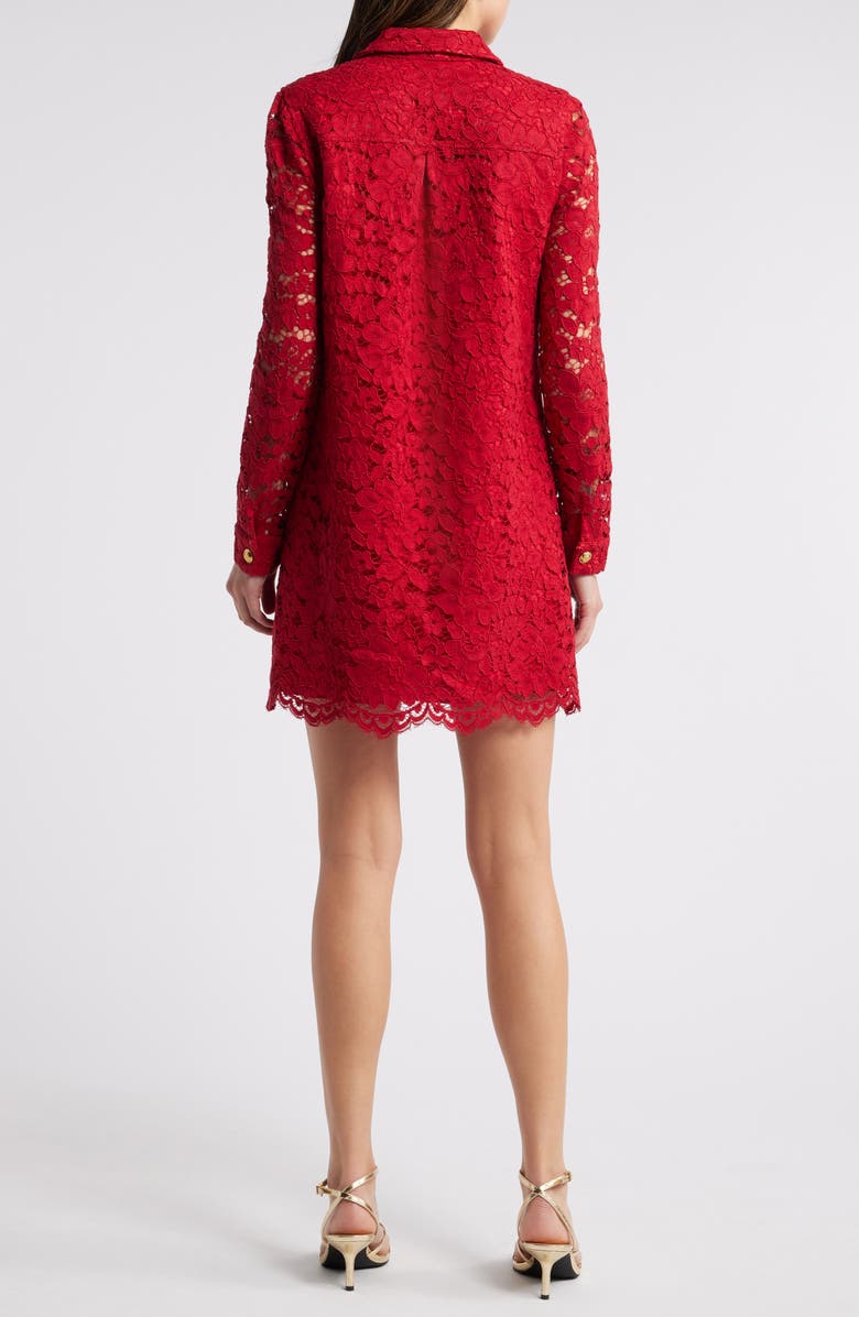 Saylor Luna Long Sleeve Lace Shirtdress, Alternate, color, Crimson