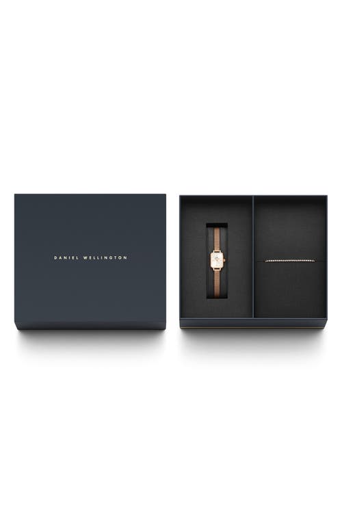 Daniel Wellington Mini Quadro Champagne Dial Bracelet Watch & Tennis Bracelet Set, 15.4mm In Gold