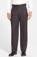 Berle Self Sizer Waist Pleated Classic Fit Microfiber Trousers