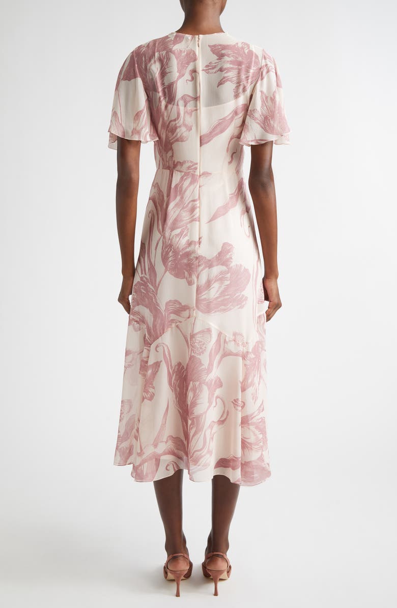 Erdem Botanical Engraving Silk Voile A-Line Midi Dress, Alternate, color, Botanical Engraving Cameo Pink