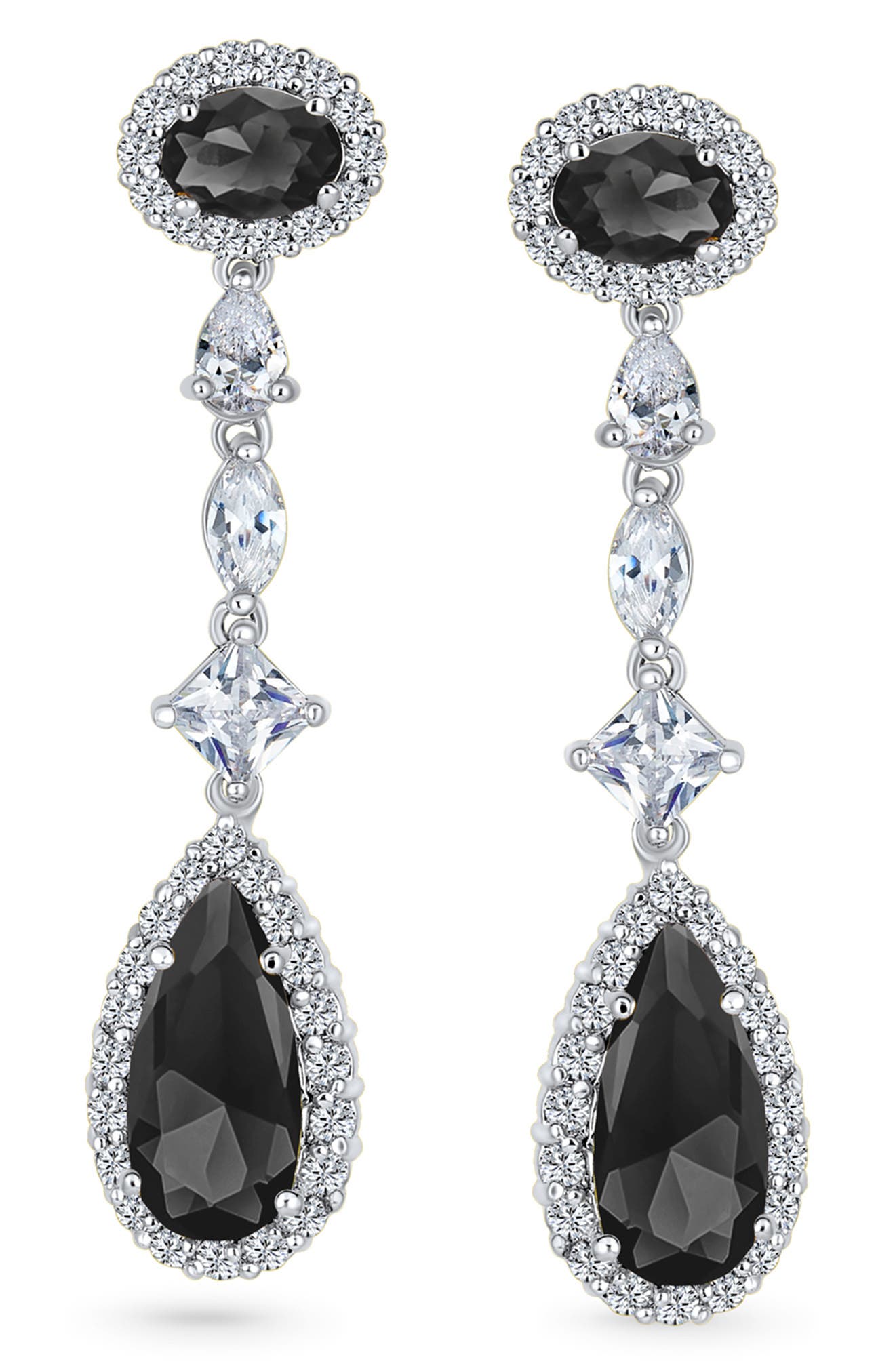BLING JEWELRY Cubic Zirconia & Crystal Teardrop Linear Earrings