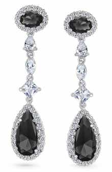 BLING JEWELRY Cubic Zirconia & Crystal Teardrop Linear Earrings