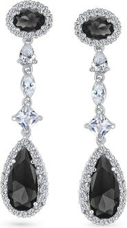 BLING JEWELRY Cubic Zirconia & Crystal Teardrop Linear Earrings