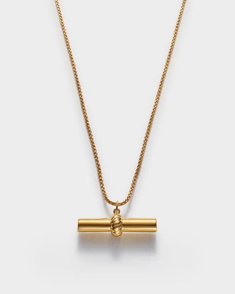 Themis Waterproof Gold T-Bar Necklace