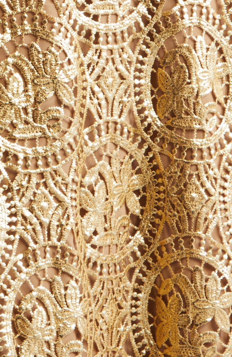 Emilia Wickstead Torres Metallic Guiure Lace Gown, Alternate, color, Gold