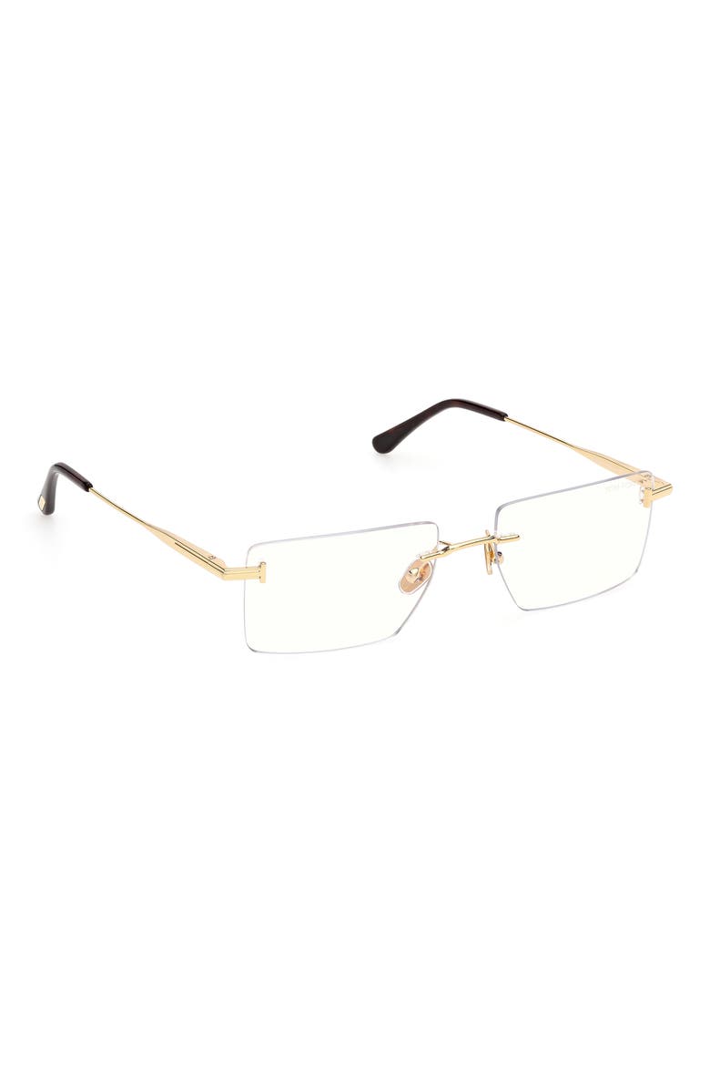 58mm Rectangular Blue Light Blocking Glasses, Alternate, color, SHINY TF GOLD GOLD BLUE BLOCK