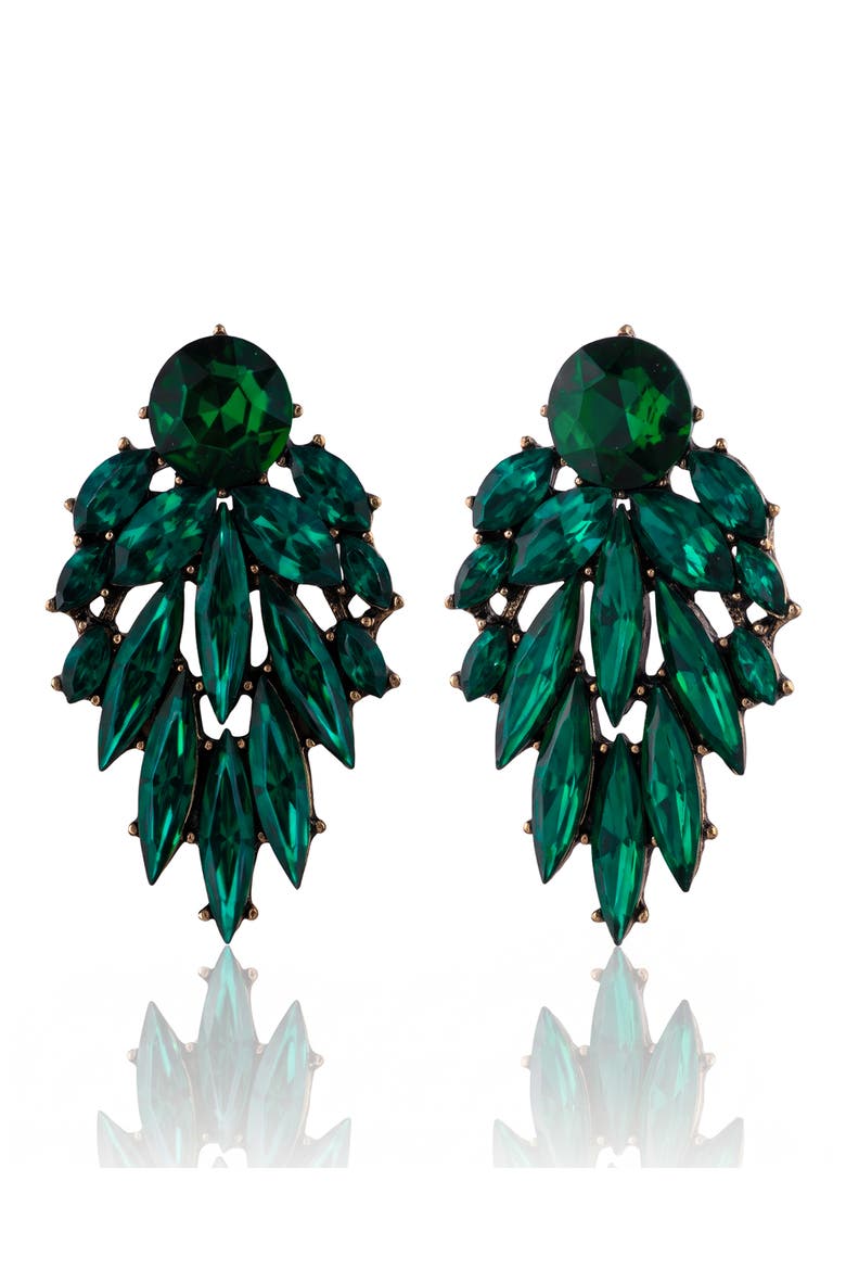 Marquise Crystal Chandelier Drop Earrings, Main, color, GREEN/ GOLD