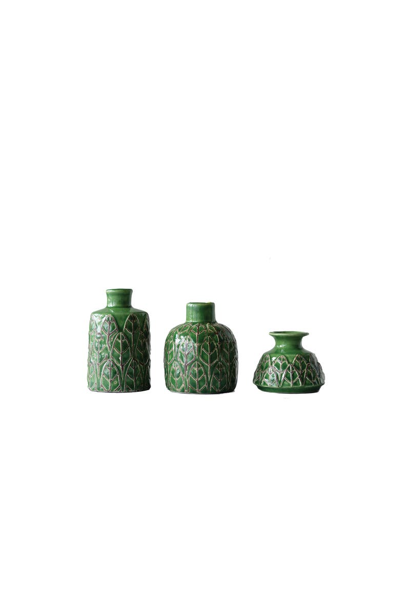 Embossed Various Vases, Main, color, Green
