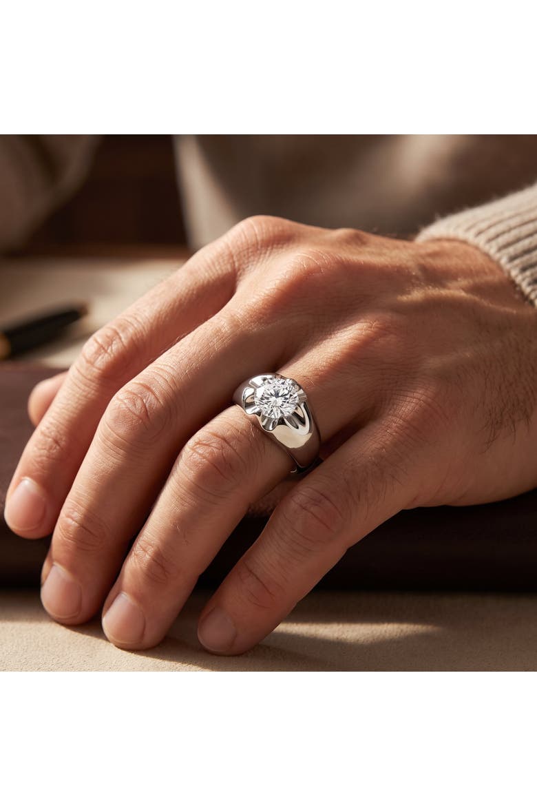 Mens 1 1/2ct Diamond Solitaire Belcher Wedding Ring 14k Gold Lab Grown, Alternate, color, 14k White Gold