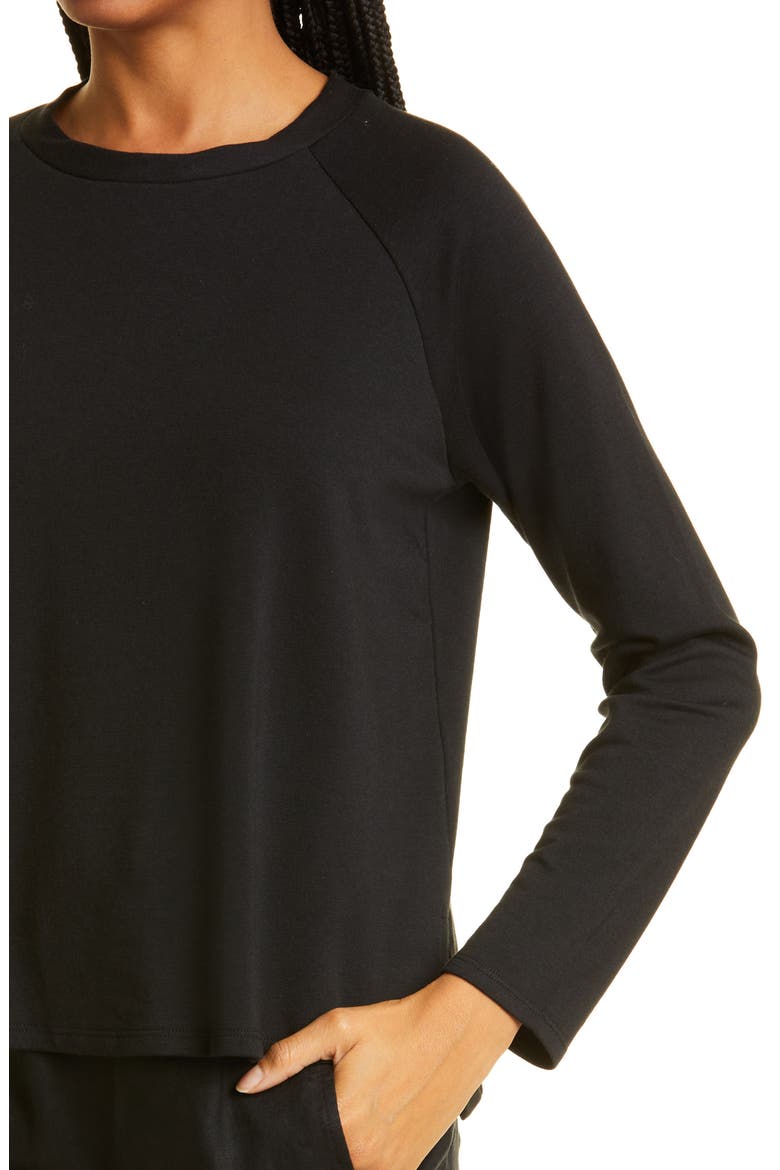 Raglan Crewneck Fleece Sweatshirt, Alternate, color, BLACK