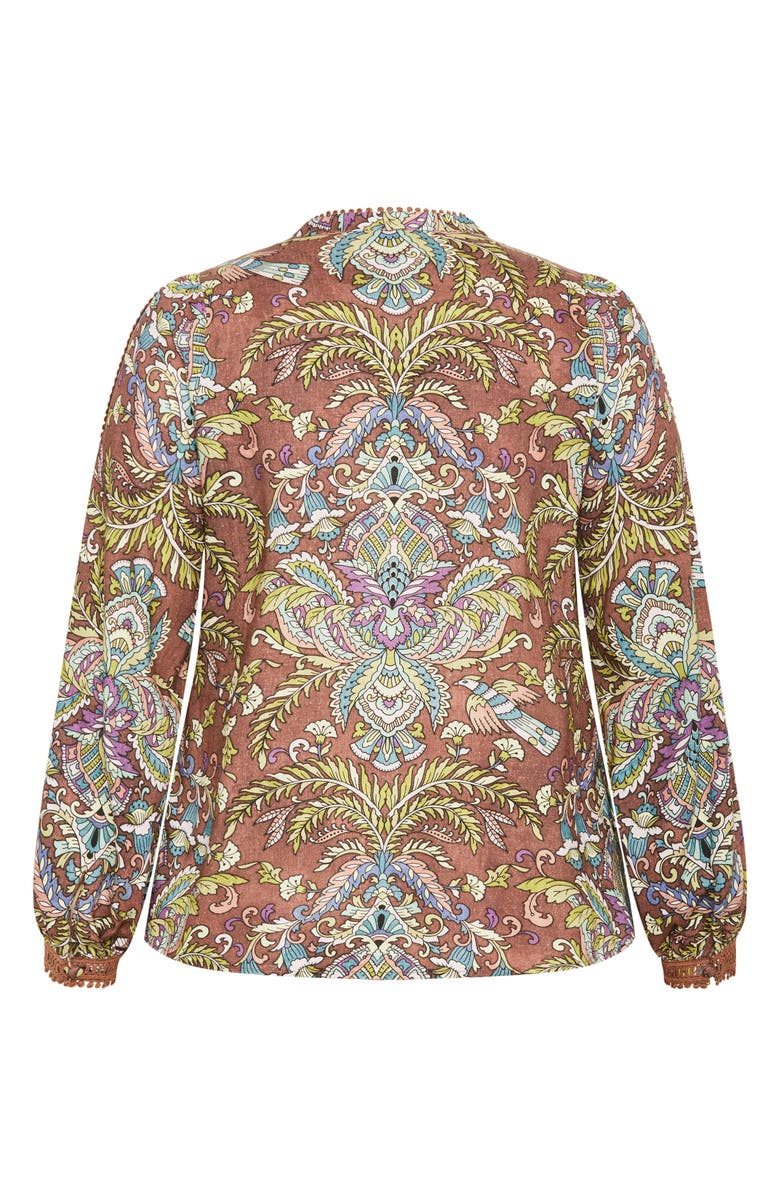 City Chic Paisley Print Split Neck Blouse, Alternate, color, Print