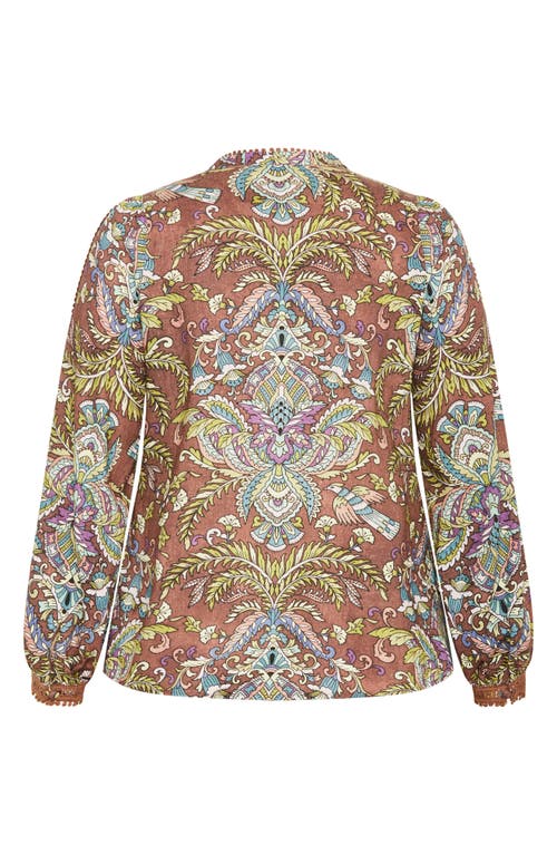 City Chic Paisley Print Split Neck Blouse In Multi