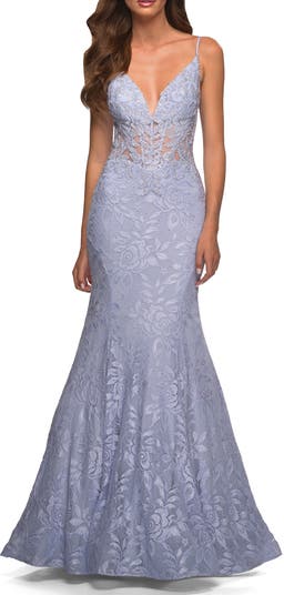 Mermaid Lace Prom Dress with Sheer Jeweled Bodice