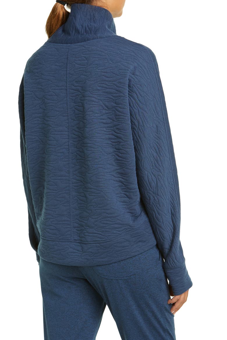 Carey Quilted Funnel Neck Pullover, Alternate, color, NAVY DENIM