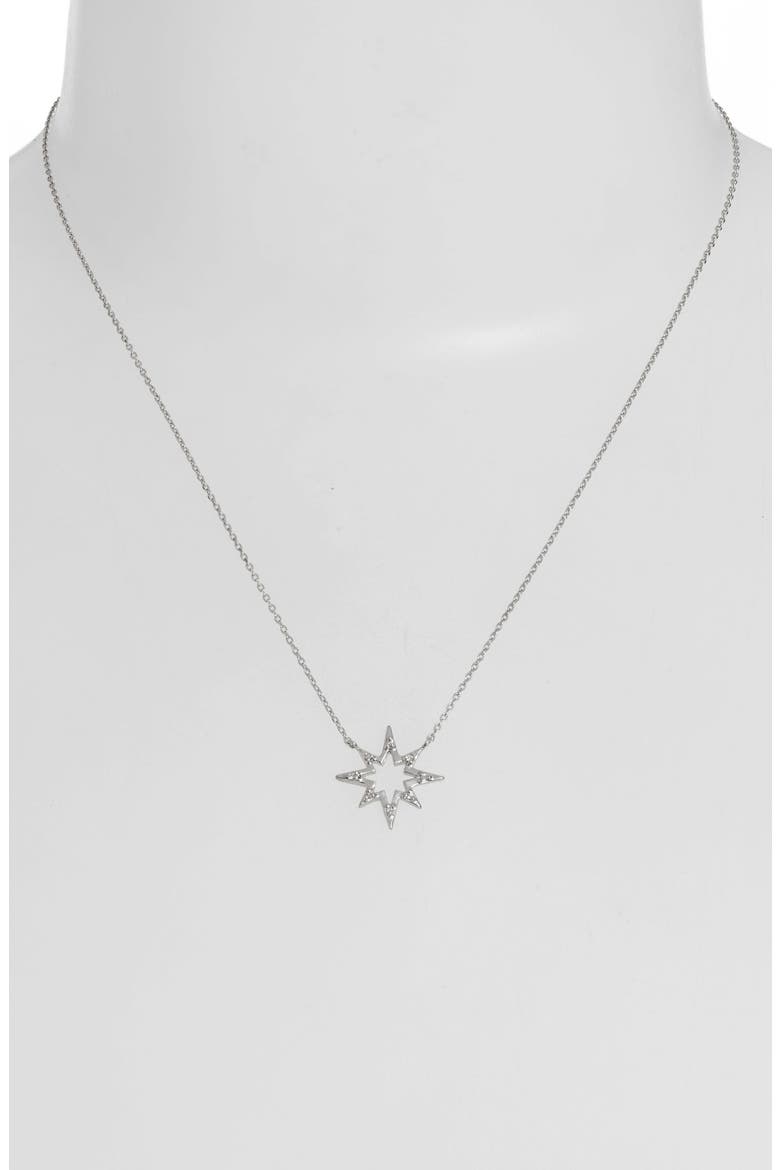 Open Starburst Pendant Necklace, Alternate, color, SILVER/ WHITE