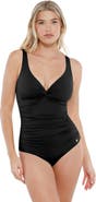 Popilush Shapewear Twist Front Ruched Sculpting Swimsuit