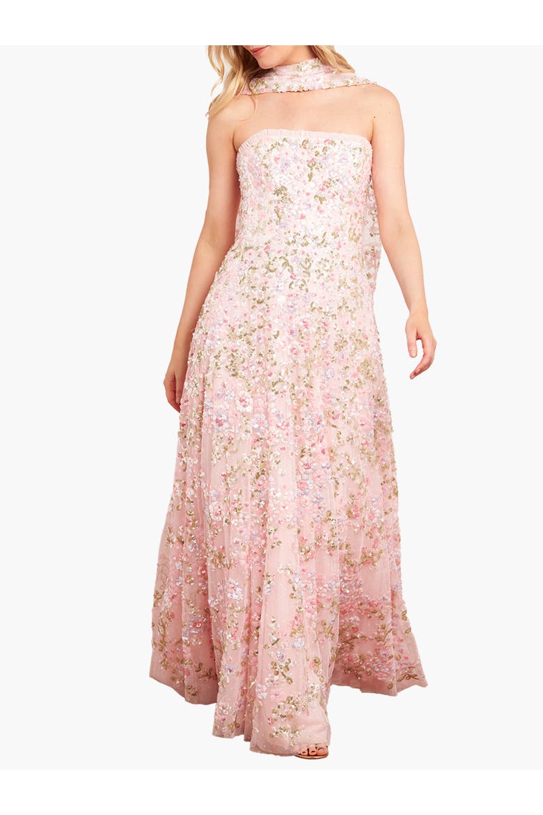 Dream Garland Strapless Gown, Main, color, Seashell/Multi