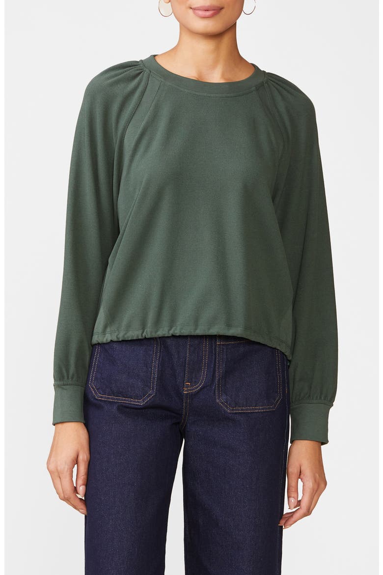 Raglan Bungee Hem Sweater, Main, color, SPRUCE