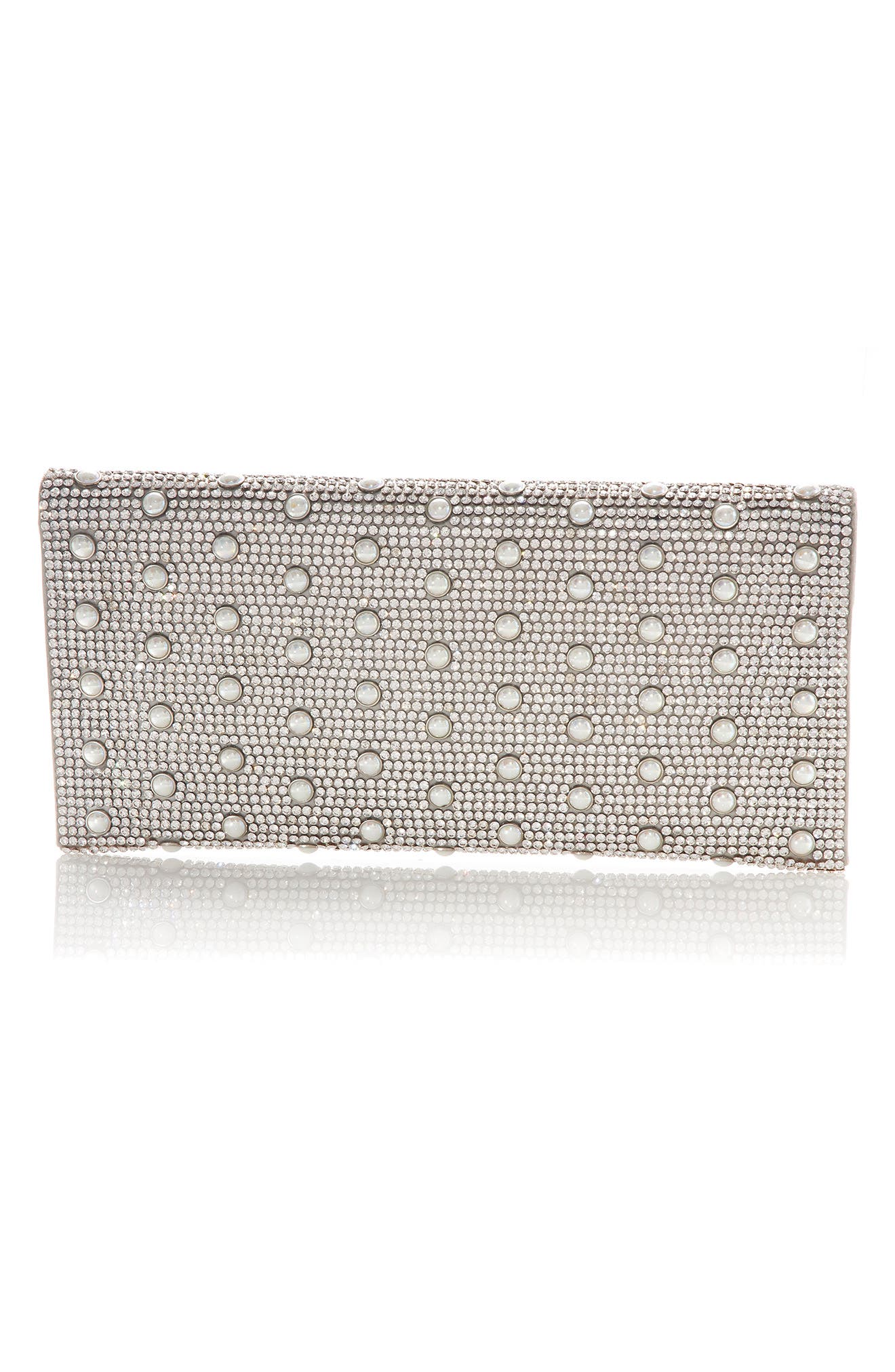 Beaded Envelope Clutch, Alternate, color, SILVER RHINE MIX