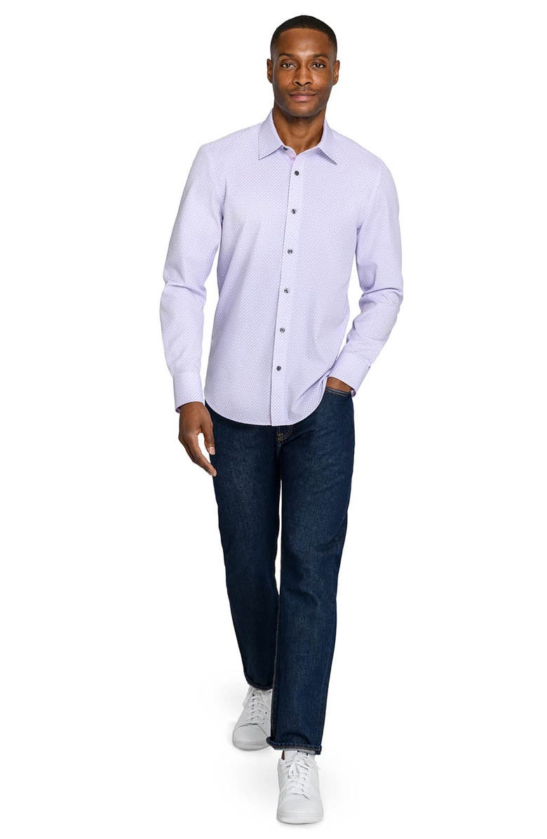 CONSTRUCT Slim Fit Diamond Geo Woven Long Sleeve Basic Shirt, Alternate, color, White/Pink