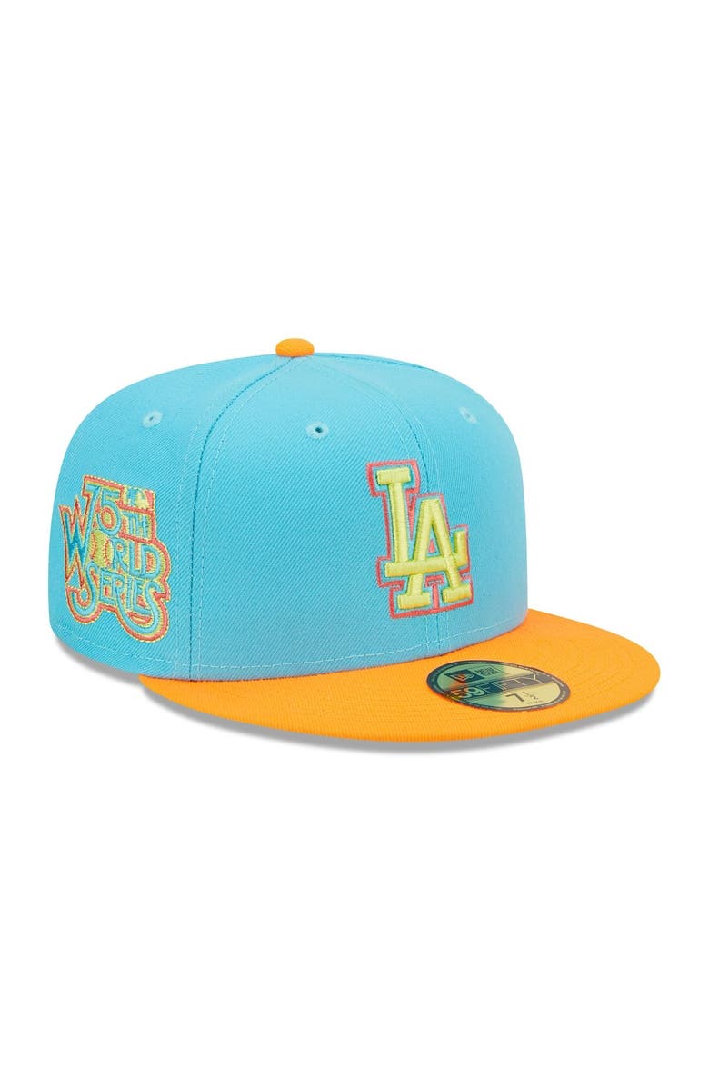 New Era Men's New Era Blue/Orange Los Angeles Dodgers 1978 World Series Vice Highlighter 59FIFTY Fitted Hat, Main, color, 