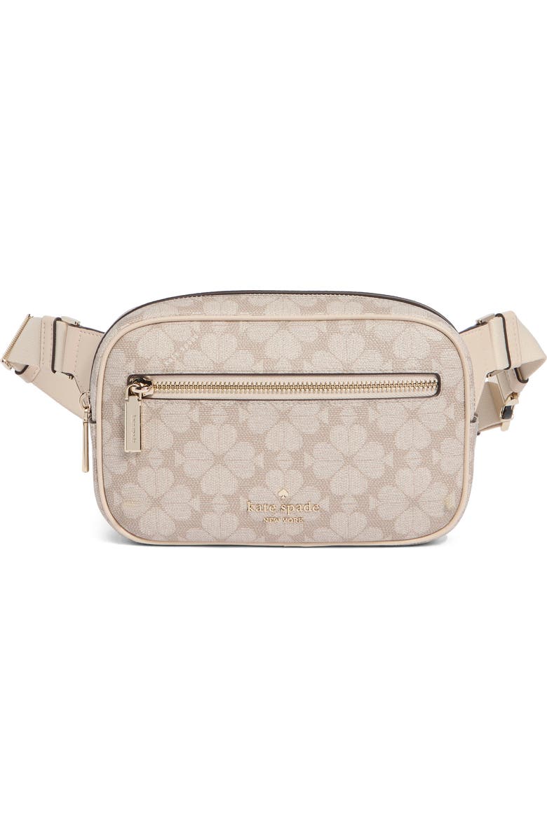 Kate Spade New York signature spade flower belt bag, Main, color, Dark Beige Multi