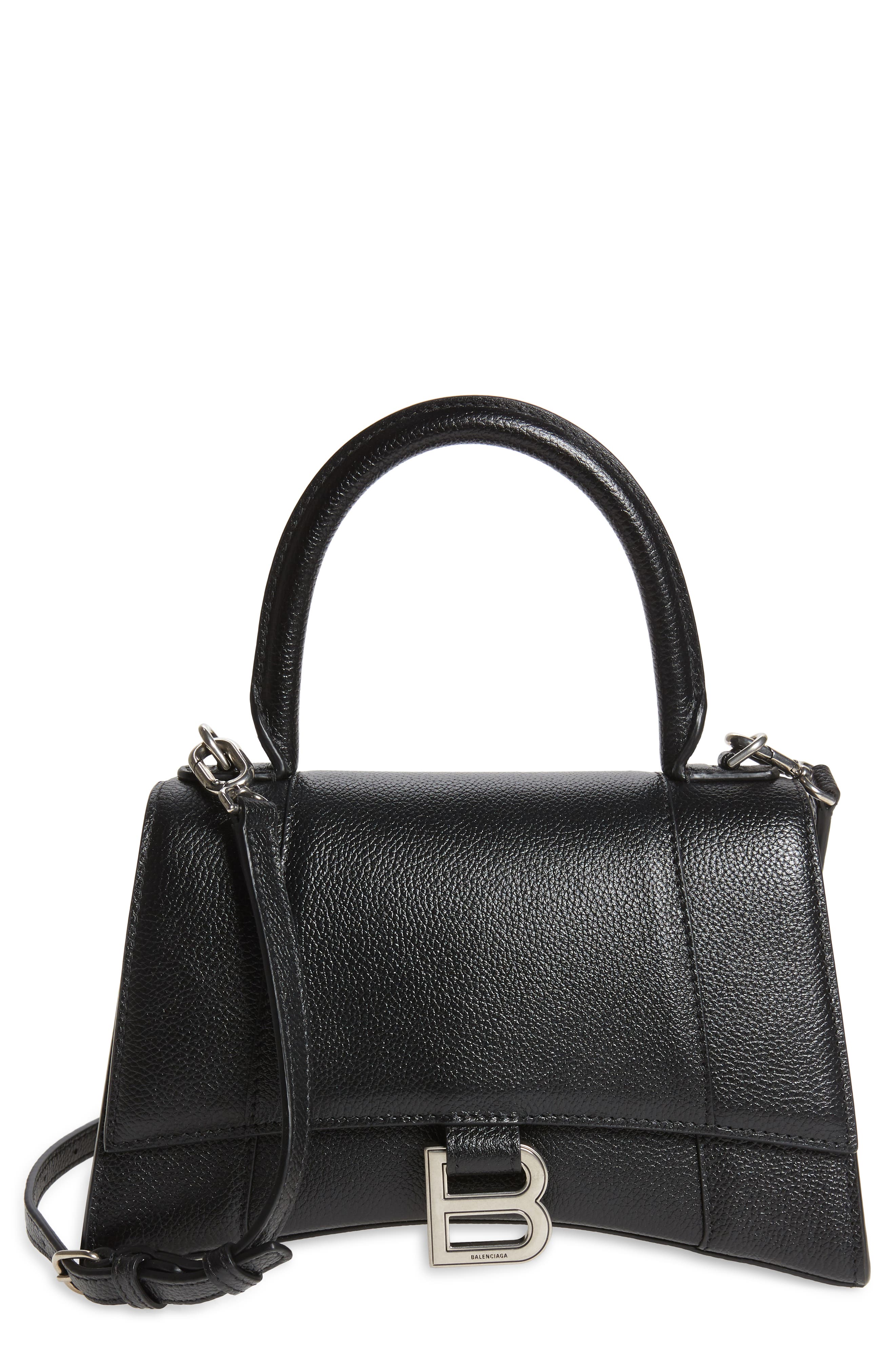 Balenciaga Small Hourglass Leather Top Handle Bag, Main, color, 