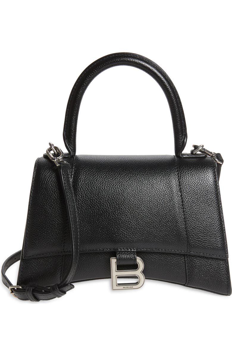 Balenciaga Small Hourglass Leather Top Handle Bag, Main, color,