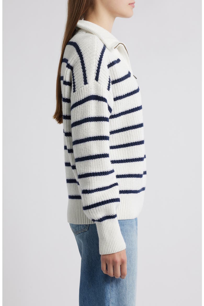 Mariner Stripe Quarter Zip Sweater, Alternate, color, EGRET MULTI