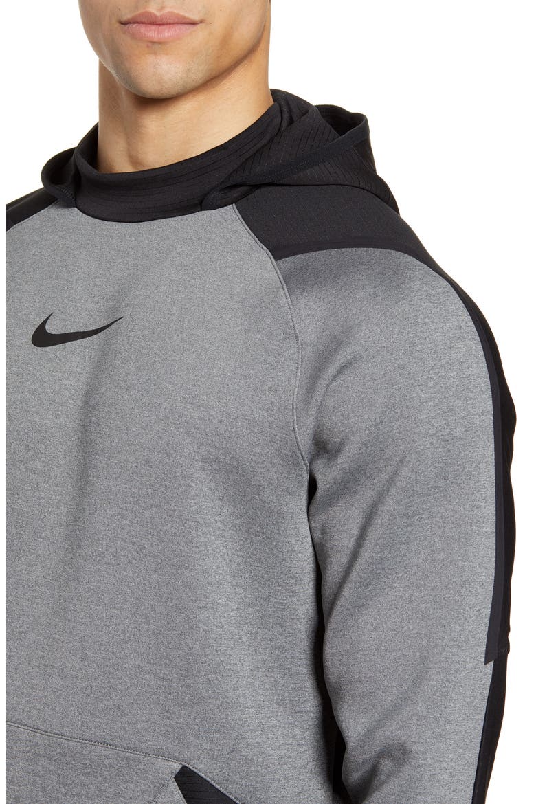 Pro Dri-FIT Fleece Hoodie, Alternate, color, CHARCOAL HEATHER/ BLACK