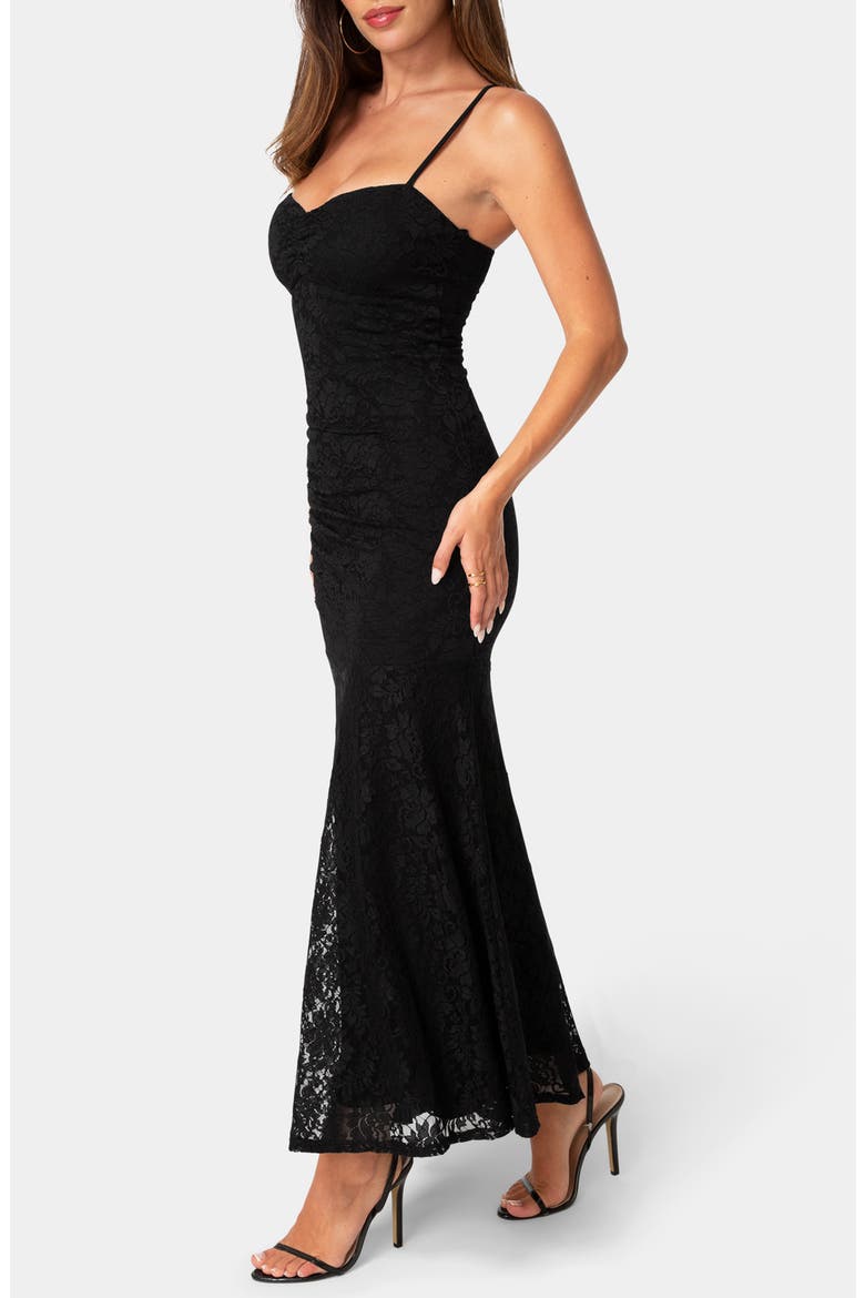 Spaghetti Strap Lace Maxi Dress, Alternate, color, BLACK