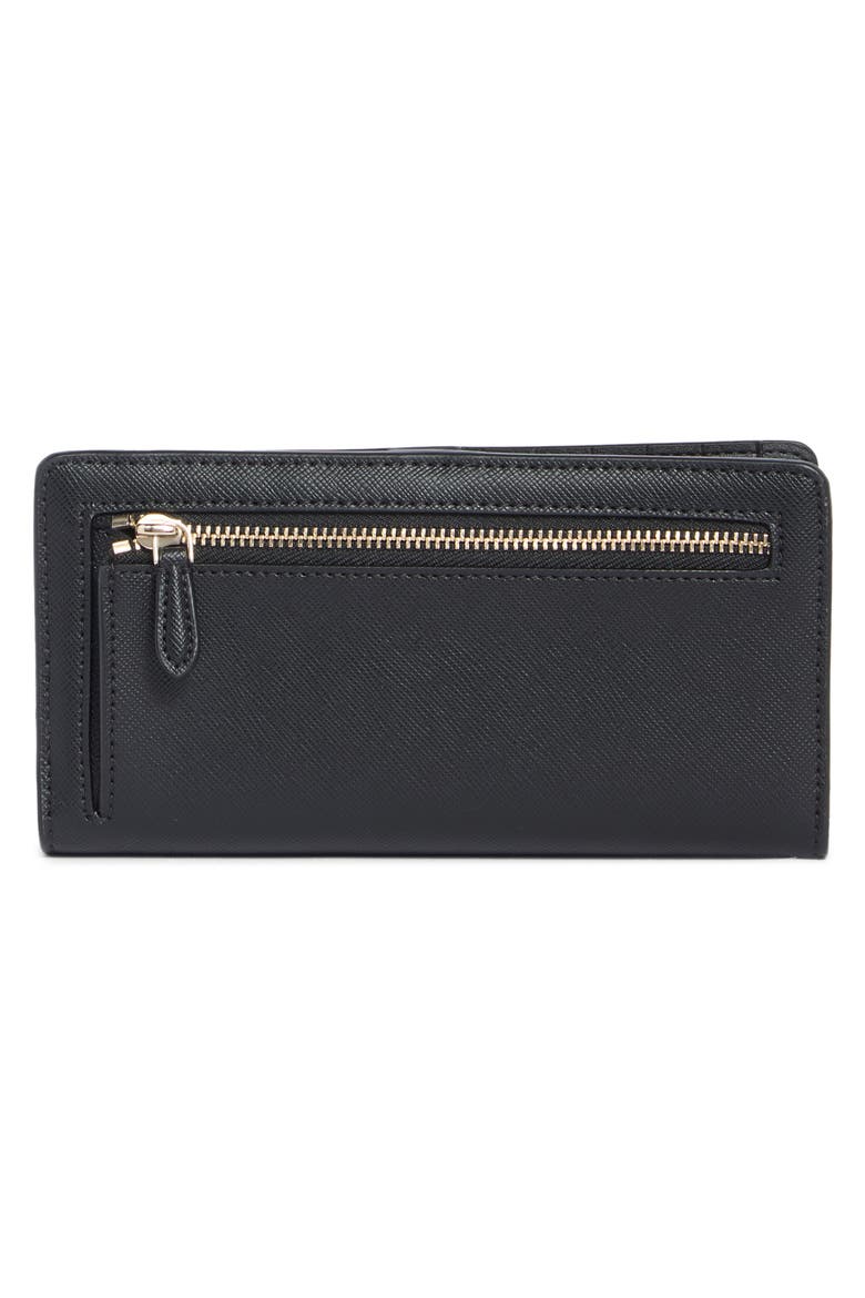 large slim saffiano leather bifold wallet, Alternate, color, BLACK