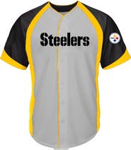 FANATICS Men's Fanatics Gray Pittsburgh Steelers Big & Tall Button-Up Raglan Fashion Top