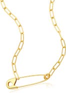 Adornia 14K Gold Plated Safety Pin Pendant Necklace