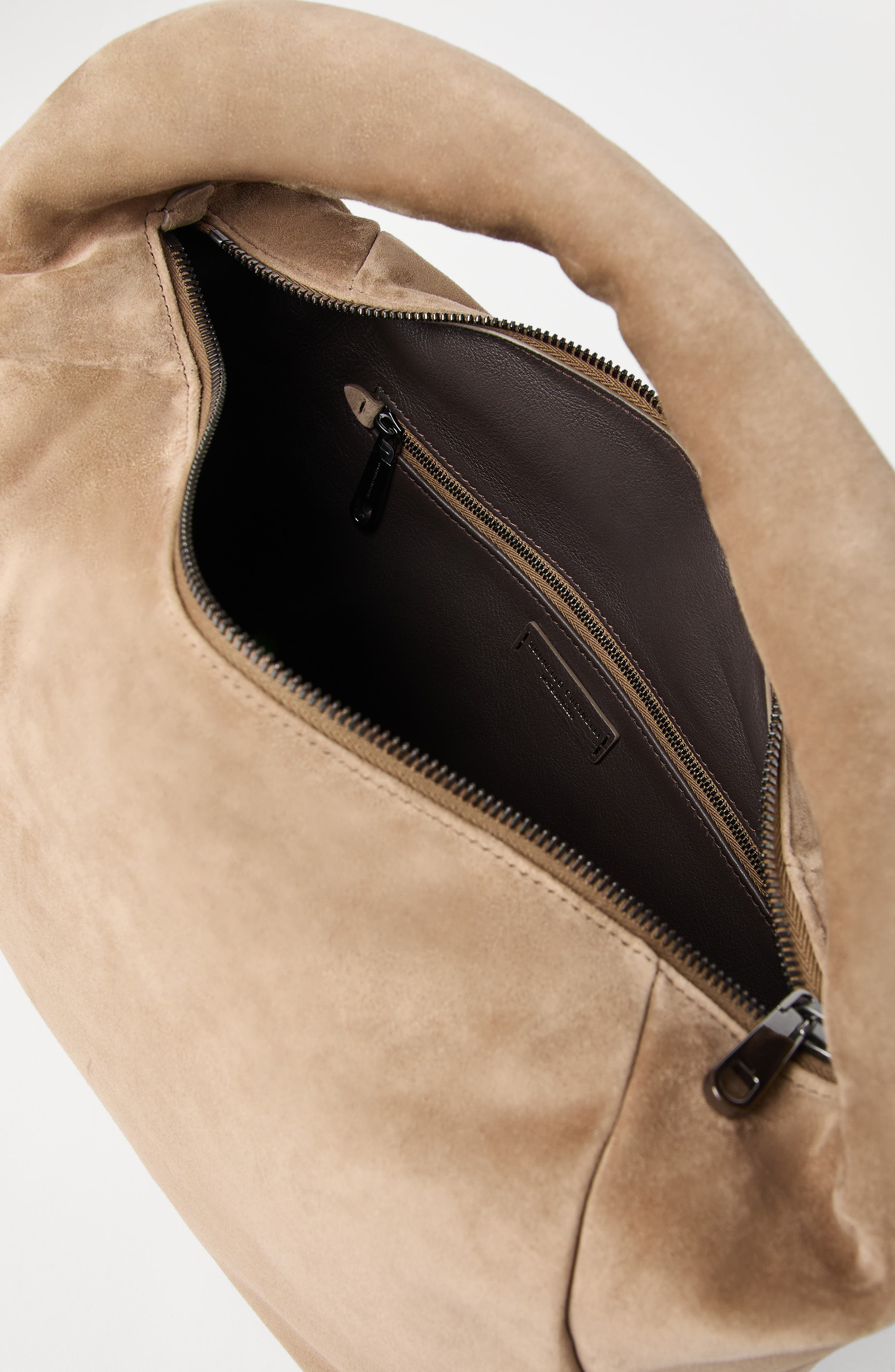 Brunello Cucinelli Suede BC Duo Hobo bag, Alternate, color, Light Brown