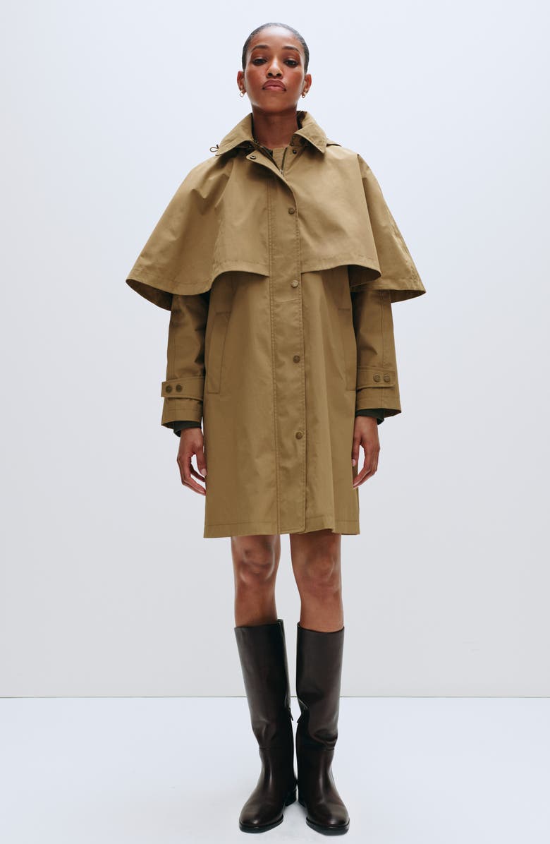 Avec Les Filles Hooded Cape Raincoat, Alternate, color, Wheat