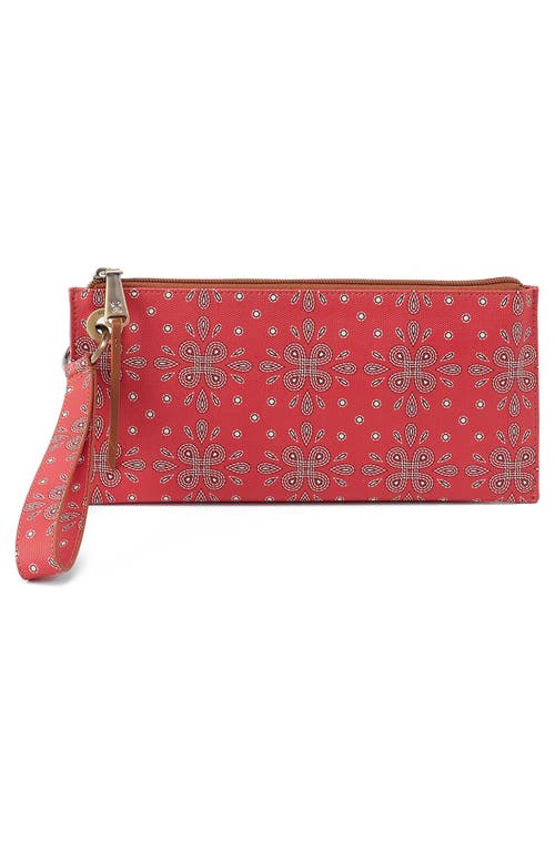 Hobo Vida Coated Canvas Wristlet In Red Journey Bandana