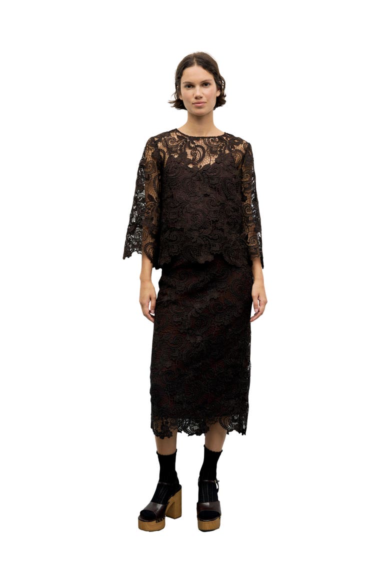 Lisou Lace Top, Alternate, color, Brown