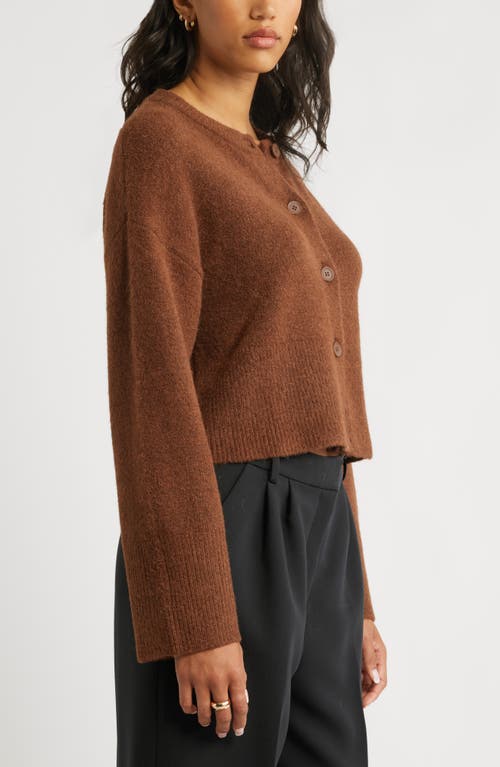Open Edit Cozy Crop Cardigan In Brown